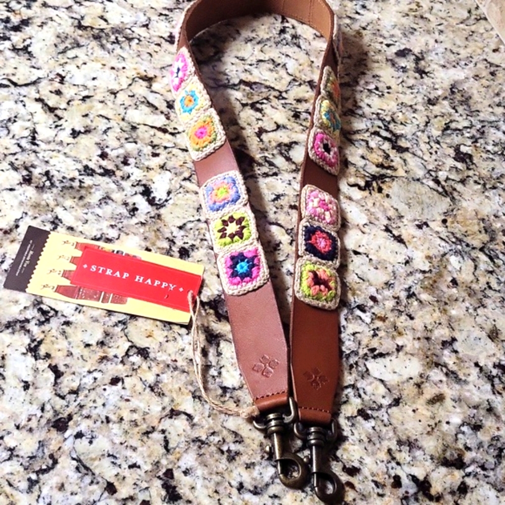 Patricia Nash Crochet Knit Square Tan Guitar Strap